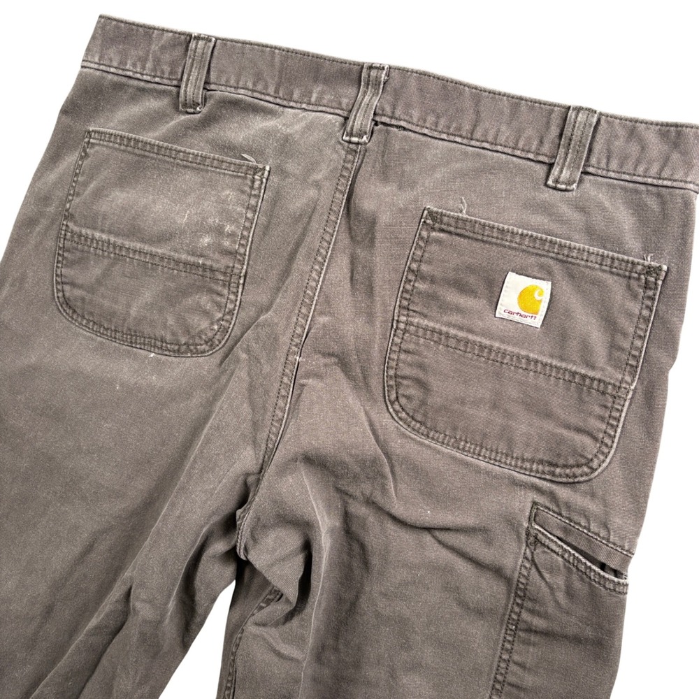 Carhartt Work Pants Mens 35x27 (Tag 38x30) Brown Rugged Flex Relaxed Fit Canvas